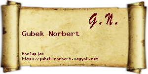 Gubek Norbert névjegykártya